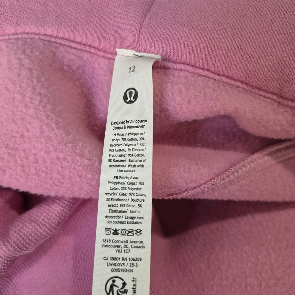 Lululemon Scuba Hoodie Womens 12 Bubblegum Pink Full Zip Sweatshirt Jacket